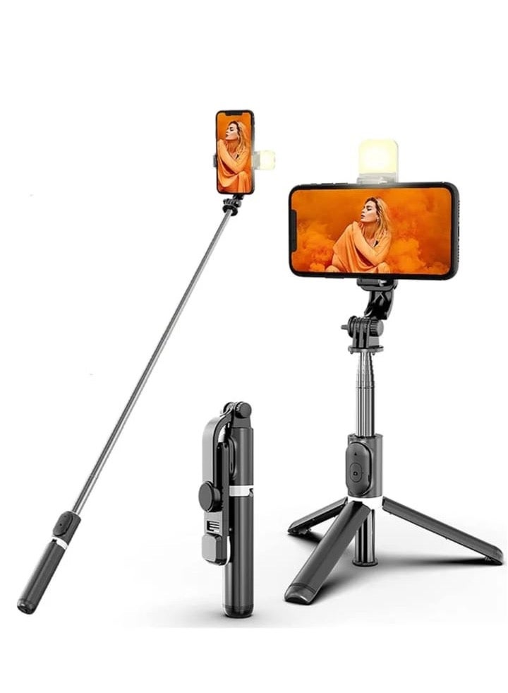 H1S 3-in-1 Extendable Selfie Stick with Tripod & Wireless Remote – 103cm, ABS & Stainless Steel – Compatible with Smartphones - Image 5