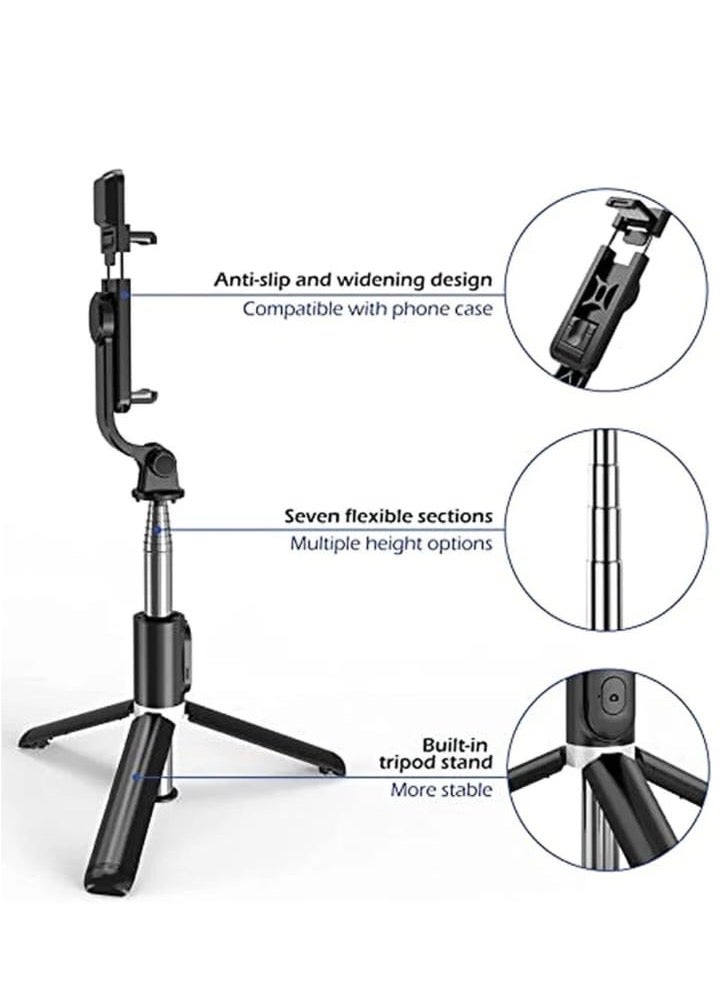 H1S 3-in-1 Extendable Selfie Stick with Tripod & Wireless Remote – 103cm, ABS & Stainless Steel – Compatible with Smartphones - Image 4