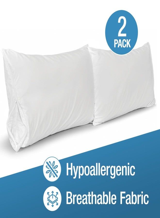 DMI (2 Pack) Premium Hypoallergenic Pillow Covers, 20" x 26" Zipper Pillow Cases Standard Size, Allergy Protector, Breathable and Dust Mite Proof Protective Covers , White - Image 4