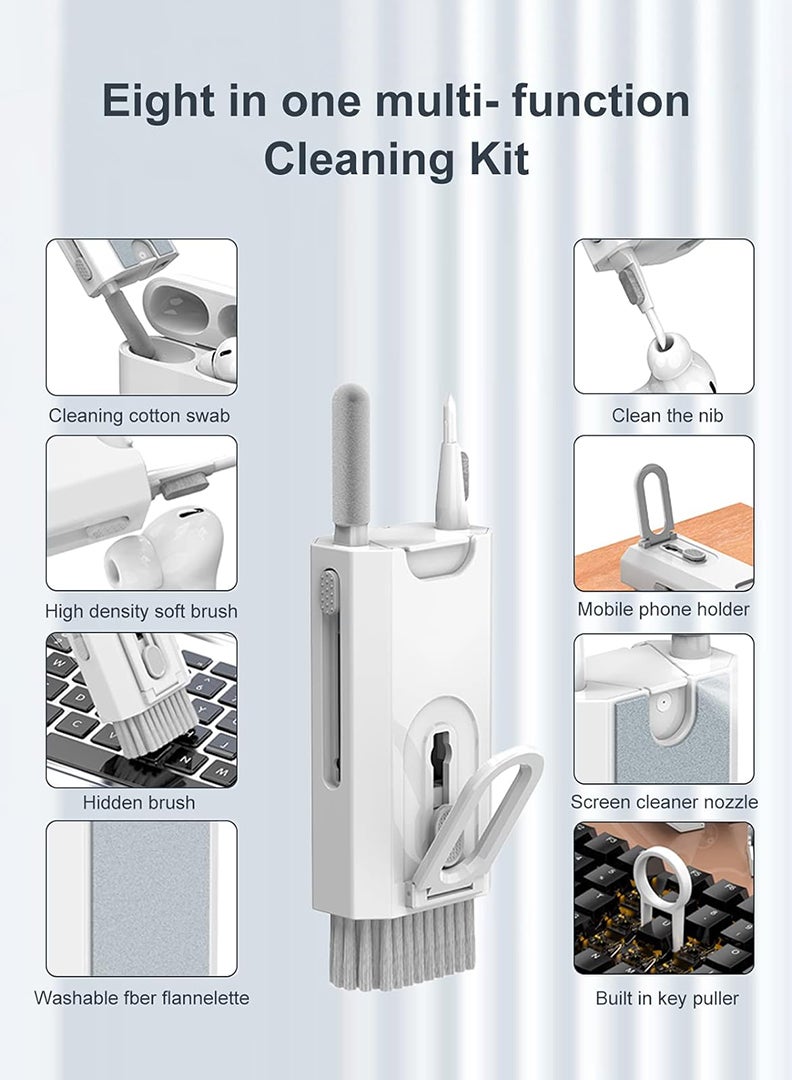 Theodor 8 in 1 Keyboard Cleaner Kit, Laptop Screen Cleaner, Multi Functional Cleaner Tools with Soft Keyboard Brush Keycap Puller for Airpods Pro Earbuds PC Laptop Phone Headphones Computer (White) - Image 3