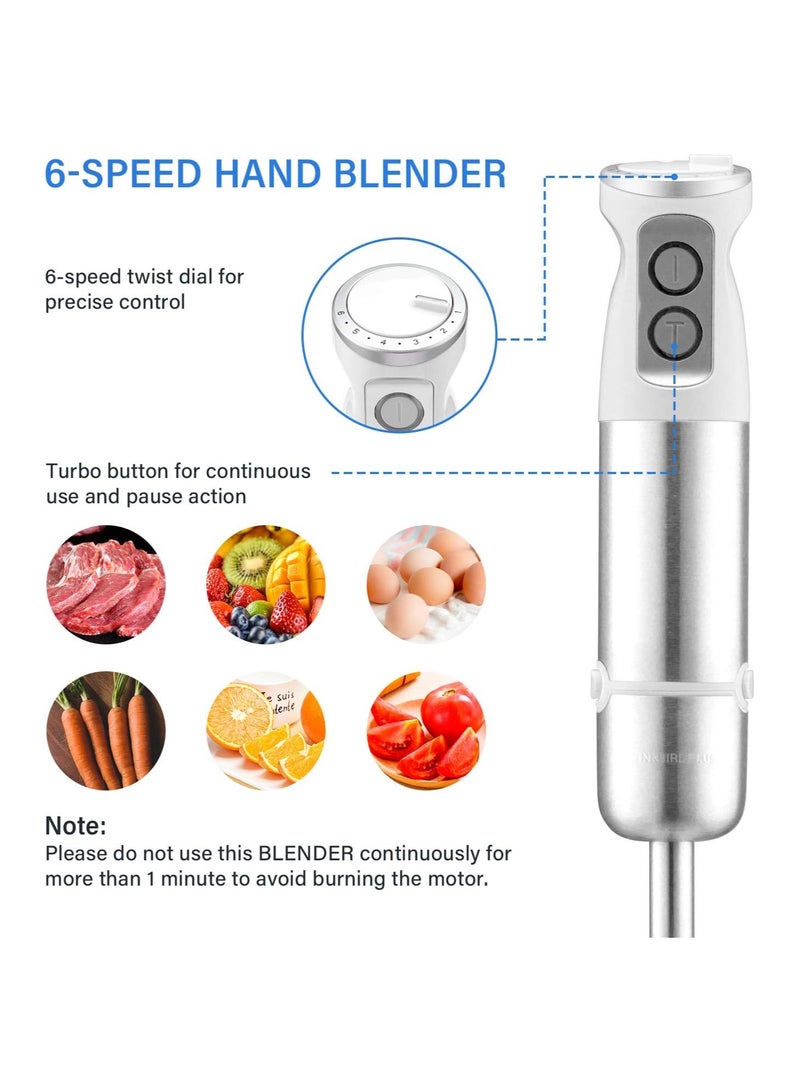 إنك بيرد خلاط يدوي من Inkbird، 4 في 1، ساق من الفولاذ المقاوم للصدأ مع مفرمة ومضرب، 6 سرعات، خلاط غاطس، 600 واط، مطحنة طعام، وعاء، صانع عصائر للأطفال، هريس اللحوم، الخضار، البيض، الصلصات - Image 2