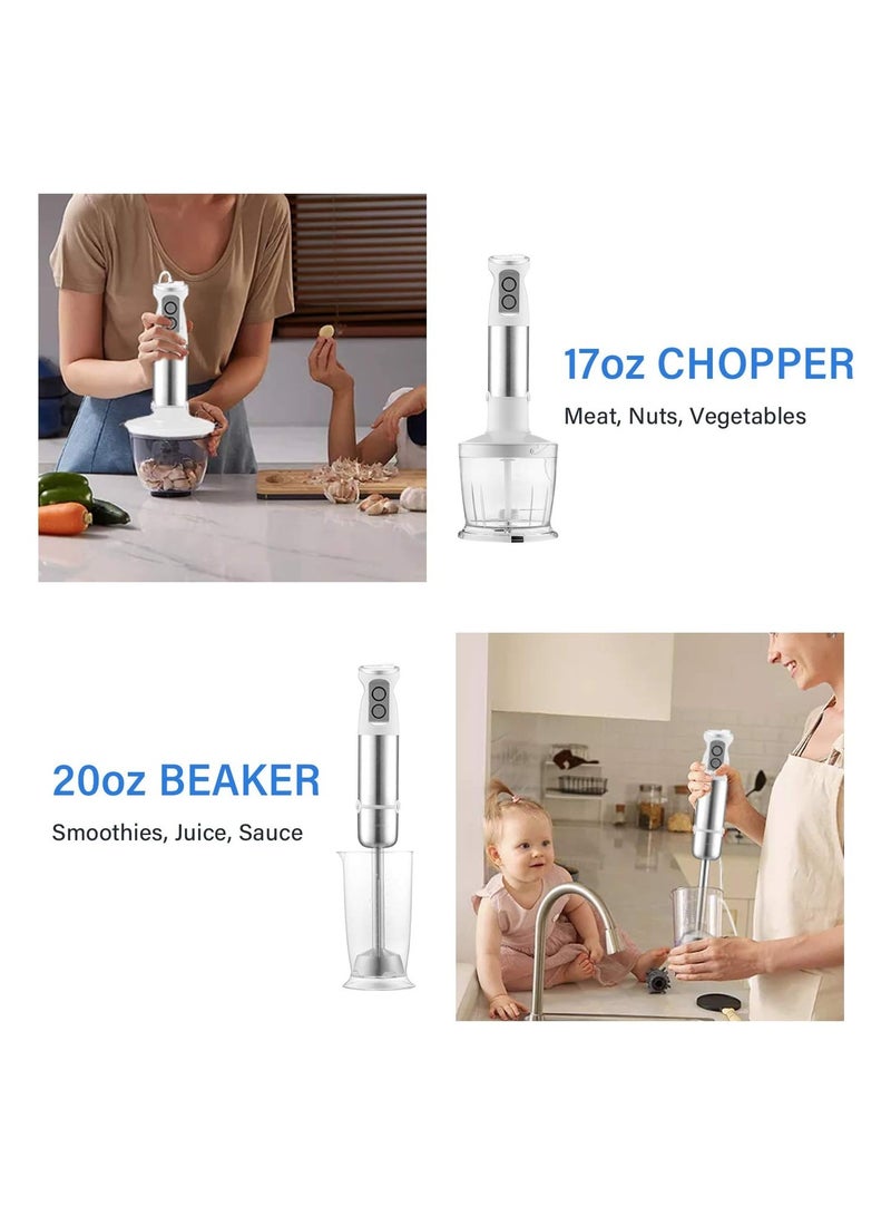 إنك بيرد خلاط يدوي من Inkbird، 4 في 1، ساق من الفولاذ المقاوم للصدأ مع مفرمة ومضرب، 6 سرعات، خلاط غاطس، 600 واط، مطحنة طعام، وعاء، صانع عصائر للأطفال، هريس اللحوم، الخضار، البيض، الصلصات - Image 3