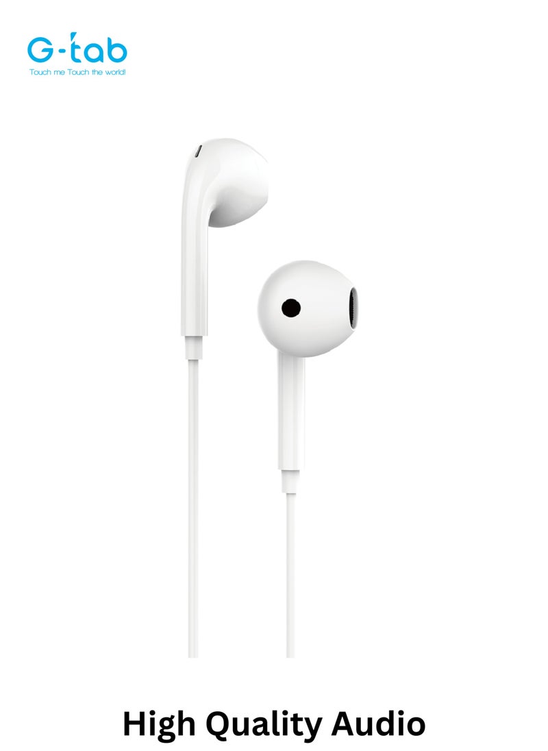 G-Tab - G-Tab GEC01, High Quality Audio, 1.2 M Long, Microphone & Volume Control, Type C Connector Stereo Wired Earphone for Laptop/iPhone/Android Phone/Samsung - Image 1