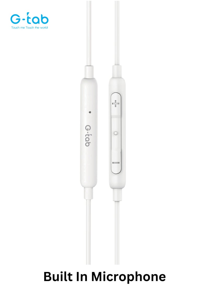 G-Tab - G-Tab GEC01, High Quality Audio, 1.2 M Long, Microphone & Volume Control, Type C Connector Stereo Wired Earphone for Laptop/iPhone/Android Phone/Samsung - Image 1