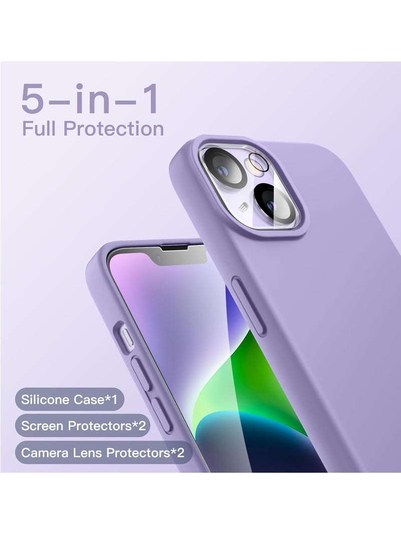 ELTRAZONE "5-in-1 iPhone 14 (6.1-Inch) Purple Silicone Case - With 2 Screen Protectors & 2 Camera Lens Protectors" - Image 3