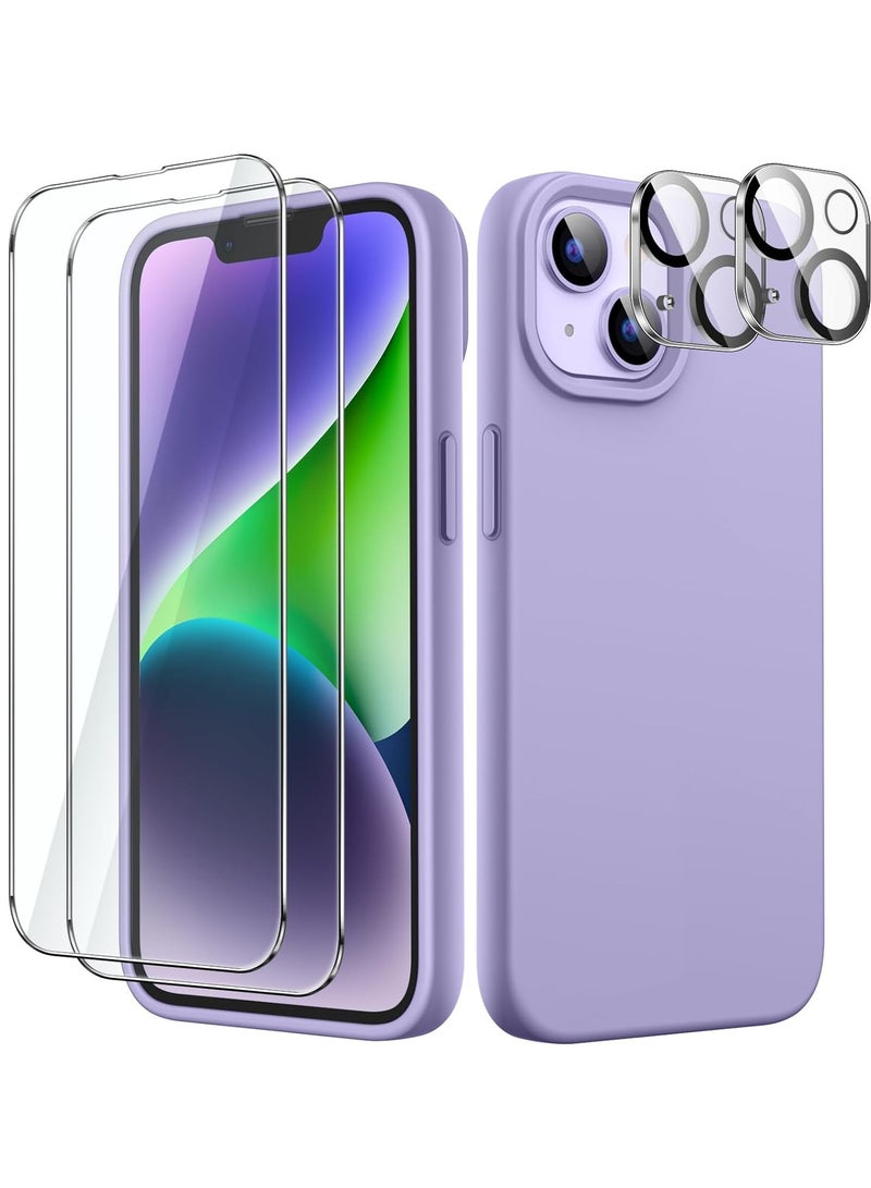 ELTRAZONE "5-in-1 iPhone 14 (6.1-Inch) Purple Silicone Case - With 2 Screen Protectors & 2 Camera Lens Protectors" - Image 1