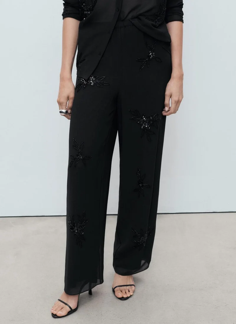 MANGO Rhinestone-Embroidered Trousers