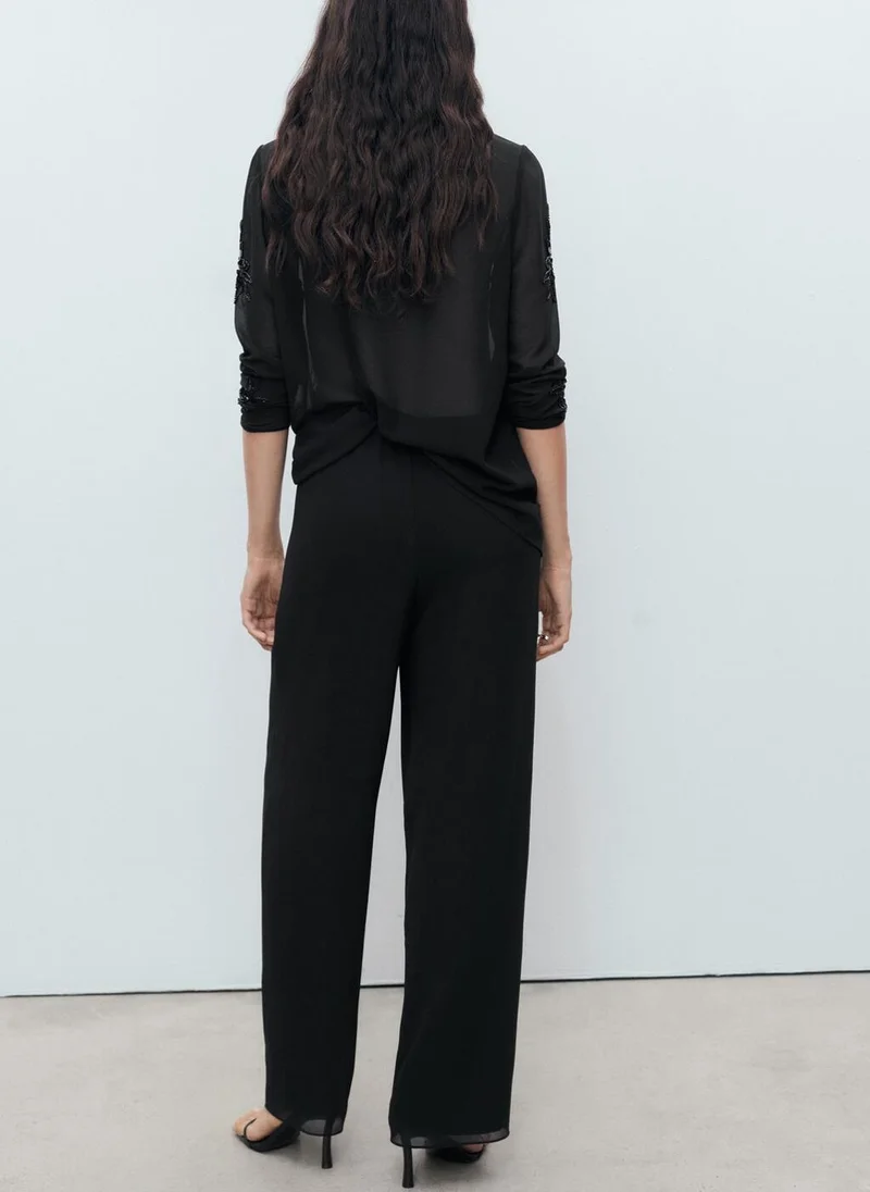 MANGO Rhinestone-Embroidered Trousers