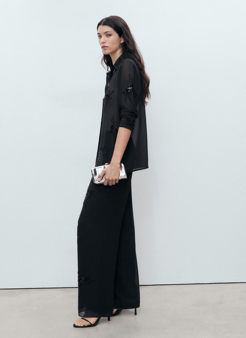 MANGO Rhinestone-Embroidered Trousers  - Image 3