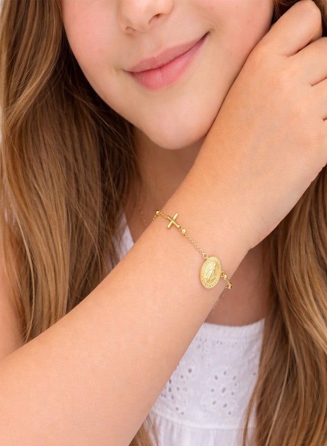 DINIZON Baptism Bracelet Gifts For Women, Best Baptism Jewelry From Godparents, Top Baptismal Gifts Ideas, Copper Aloy Bracelet Baptized Accessories With Box - Image 2