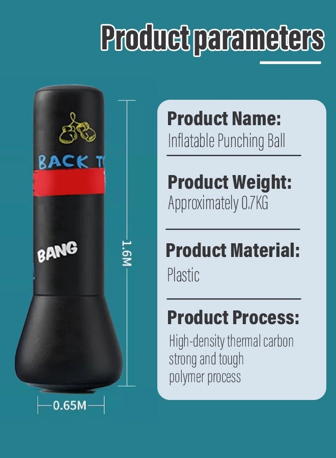 160cm Free Standing Boxing Bag - 45°C Heat Proof for Adults & Kids, FREE Gloves + Turbo Pump, EU PVC, Indoor Punching Training Solution for Saudi Summer - Image 3