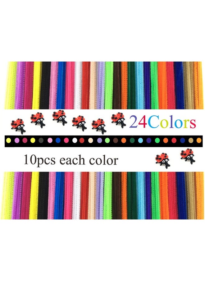HoneyToys 240Pcs 24 Colors Creative Pipe Cleaners Chenille Stem 12 Inches X 6 Mmpipe Cleaners For Arts And Crafts  - Image 5
