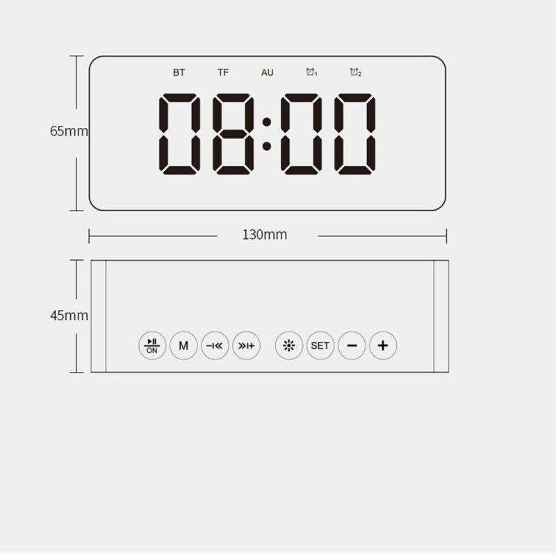 Bluetooth Speaker: Black Dual Unit Wireless Speaker - 4D Heavy Bass Sound, 1600mAh Rechargeable Battery For 6H Playback, Clear Mirror LED Clock For Home & Daily Use - Image 3