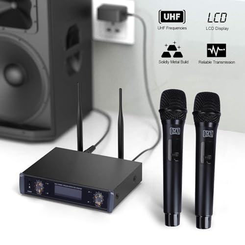MX UHF Wireless Microphone System – Dual Handheld Mics & Receiver with Digital Display, Long Range, Metal Flight Case – for Karaoke, DJ, Church, Events, PA Systems - Image 2