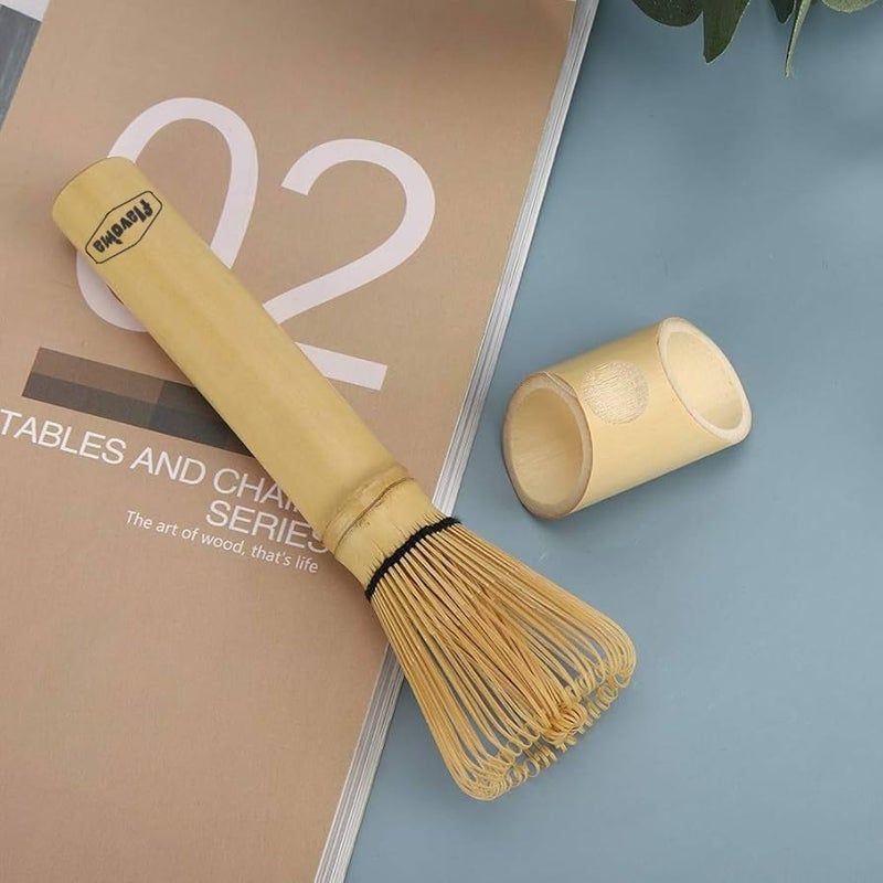 Flavoma Japanese Handmade Long Handle Bamboo Matcha Whisk/Chasen/Brush - Traditional Long Handle Bamboo Whisk for Brewing Matcha - Image 2