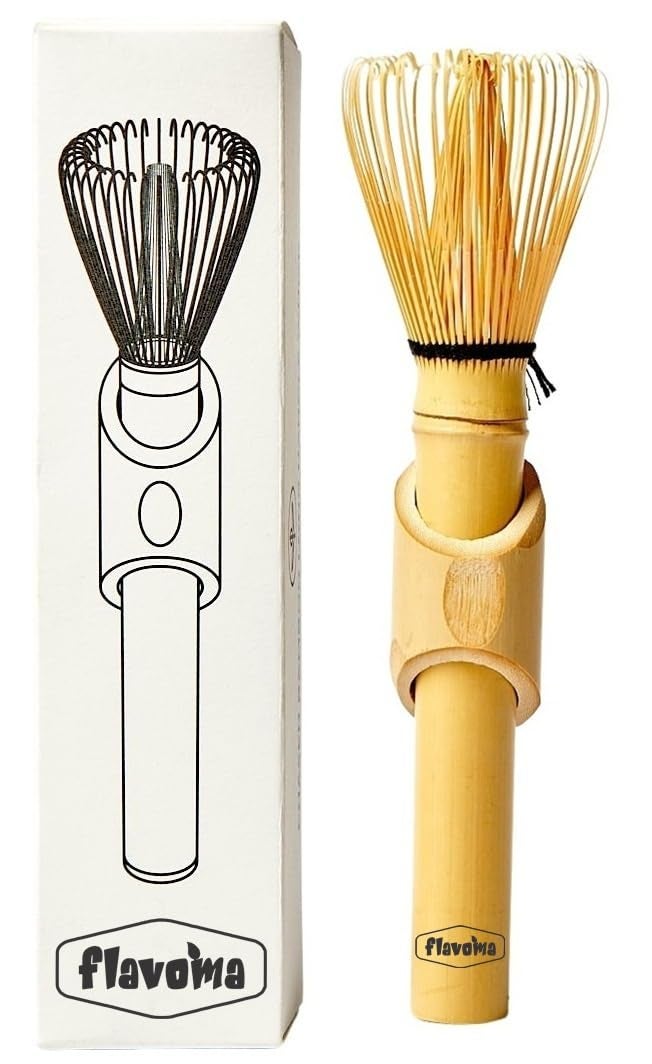 Flavoma Japanese Handmade Long Handle Bamboo Matcha Whisk/Chasen/Brush - Traditional Long Handle Bamboo Whisk for Brewing Matcha - Image 1