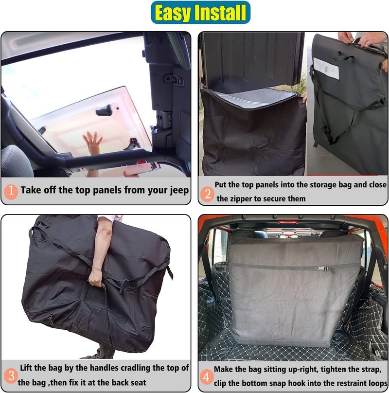 Bentolin Freedom Hard Top Panel Storage Bag with Carry Handle Compatible with 2007-2021 2022 Jeep Wrangler JK JKU JL JLU Sports Sahara Rubicon 2 or 4 Doors - Image 3