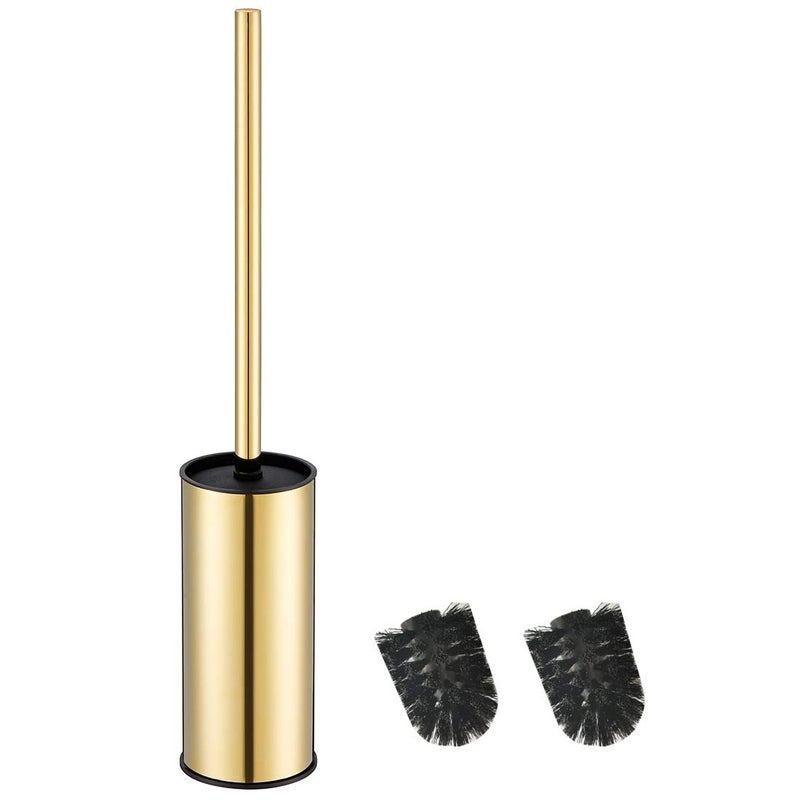 BGL Toilet Brush Holder  Stainless Steel Gold Round Freestanding Toilet Bowl Brush and Holder for Bathroom