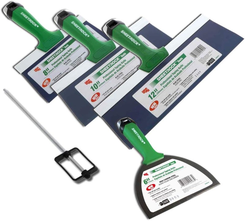 Sheetrock USG Pro Series Blue Steel Drywall Taping Knife with Matrix Style Handle + FREE Mud Pan Mixer - Image 1