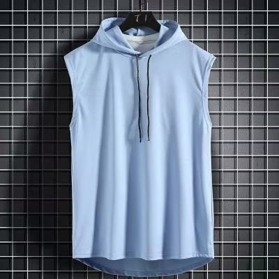 Factory wholesale vest mens fashion brand ins fashion sports waistcoat bottoming shirt hooded loose sweater sleeveless T-shirt tide Black  - Image 5