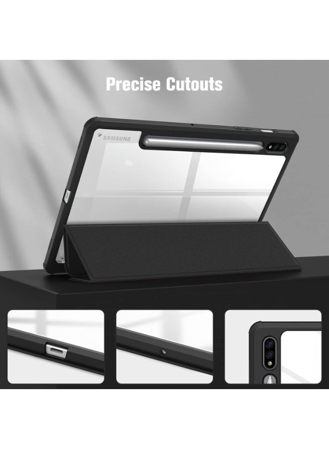 Cover Hybrid Slim Case for Samsung Galaxy Tab S8/Tab S7 11 Inch (Model SM-X700/X706/T870/T875/T878) with S Pen Holder, Shockproof Cover with Clear Transparent Back Shell (Black) - Image 3