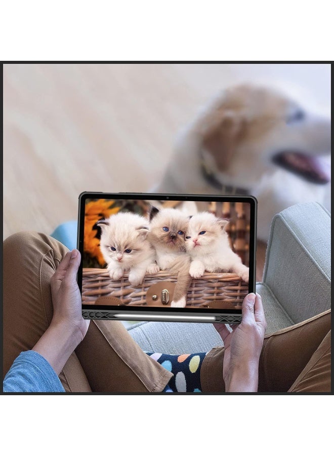 Cover Hybrid Slim Case for Samsung Galaxy Tab S8/Tab S7 11 Inch (Model SM-X700/X706/T870/T875/T878) with S Pen Holder, Shockproof Cover with Clear Transparent Back Shell (Black) - Image 4