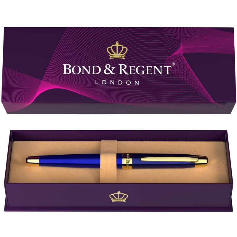 Bond & Regent 24 Karat Gold Luxury Rollerball Pen, Royal Blue - Image 1