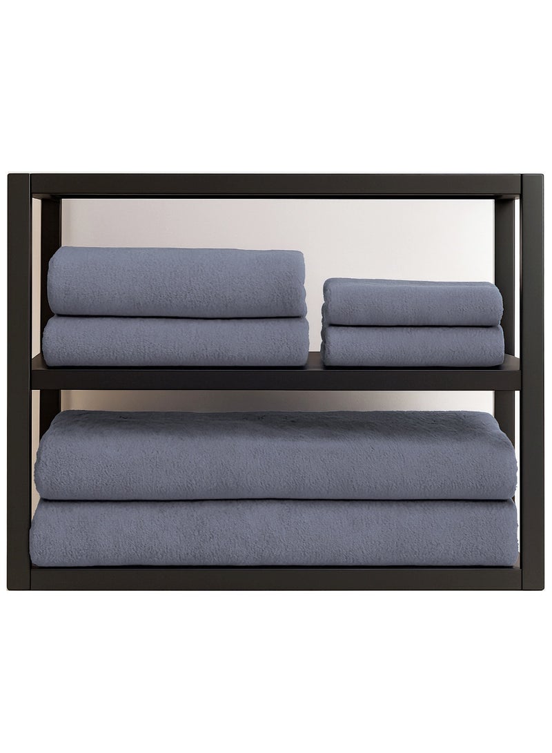 Fabienne 6-Piece Microfiber Bath and Pool Towel Set Includes 2 Oversized Pool Towels 100x200cm, 2 Bath Towels 70x140cm, 2 Hand/Face Towels 50x90cm Ideal for Hotels, Spas, Pools & Beach Clubs Grey - Image 1