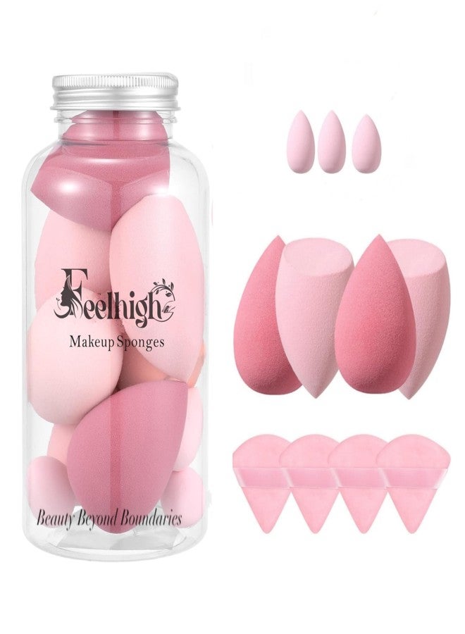 FEELHIGH مجموعة إسفنجات مكياج فيلهاي الكاملة، 11 قطعة مع علبة تخزين - 4 إسفنجات تجميل، 3 إسفنجات صغيرة، و4 إسفنجات بودرة مثلثة الشكل لمزج مثالي لمستحضرات التجميل - Image 1