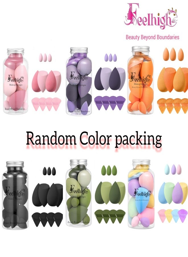 FEELHIGH مجموعة إسفنجات مكياج فيلهاي الكاملة، 11 قطعة مع علبة تخزين - 4 إسفنجات تجميل، 3 إسفنجات صغيرة، و4 إسفنجات بودرة مثلثة الشكل لمزج مثالي لمستحضرات التجميل - Image 4