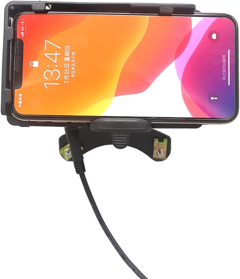 QASULER Motorcycle Windshield Phone Mount with USB Charger - Image 2