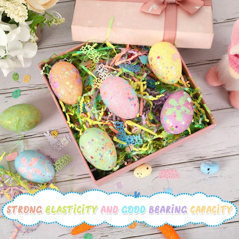 Jansun Easter Grass Crinkle Cut Paper, 115g/4oz Easter Iridescent Shred Paper Filler with Easter Confetti for Easter Gift Box Grass Basket Filler Gift Wrapping Easter Decorations - Image 4