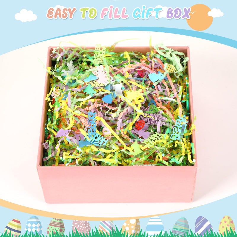Jansun Easter Grass Crinkle Cut Paper, 115g/4oz Easter Iridescent Shred Paper Filler with Easter Confetti for Easter Gift Box Grass Basket Filler Gift Wrapping Easter Decorations - Image 5