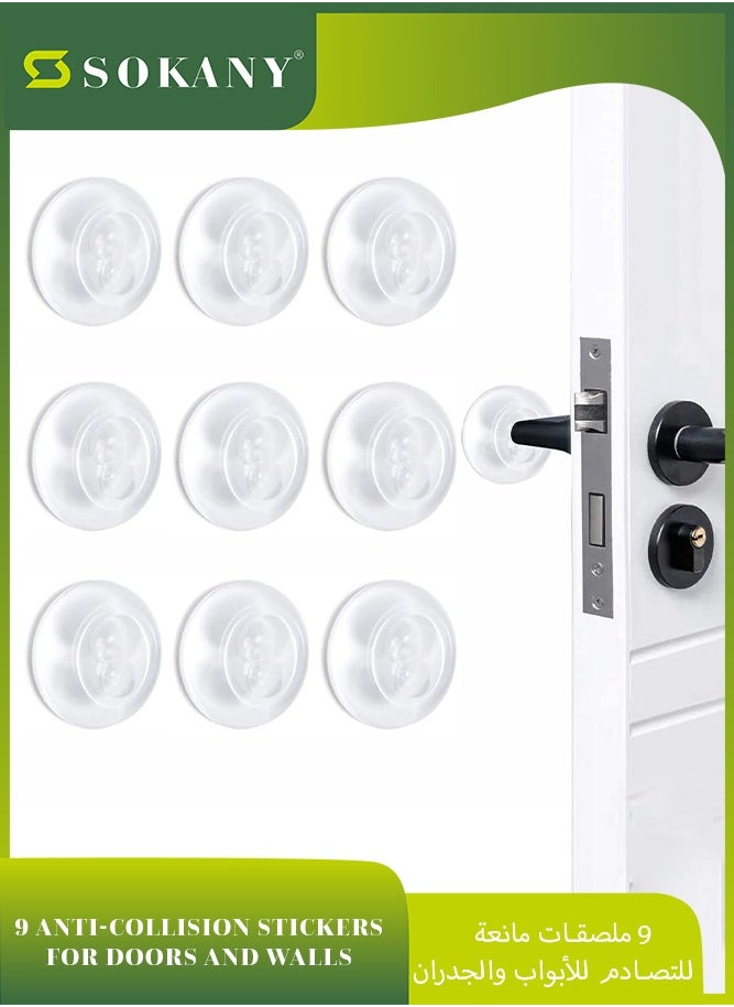 sokany 9 Pieces Door Stopper Wall Protector, Adhesive Bumper Protector, Reusable Rubber Door Stops , Shock Absorbent Wall Shield for Door Handle (Clear)  - Image 1