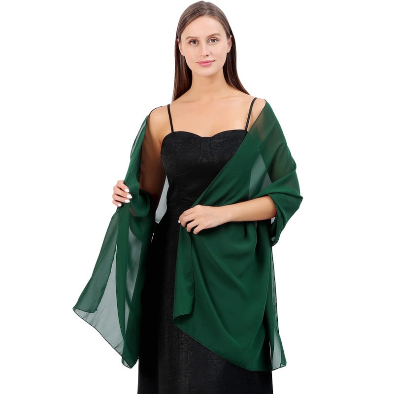 Ladiery Chiffon Shawl Wraps for Women Evening Dresses, Elegant Soft Sheer Shawls for formal dressy Bride Wedding - Image 1
