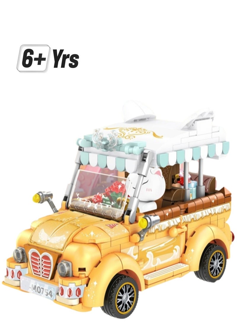 Yellow Car Model Set Building Blocks Creative Diy Assembly Simulation Building Assembly Toys Children Adult Home Furnishings  - Image 1