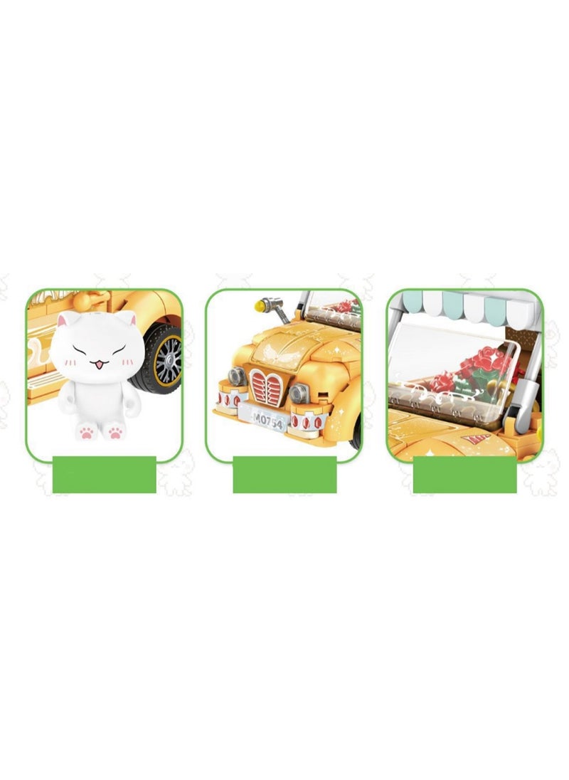 Yellow Car Model Set Building Blocks Creative Diy Assembly Simulation Building Assembly Toys Children Adult Home Furnishings  - Image 2