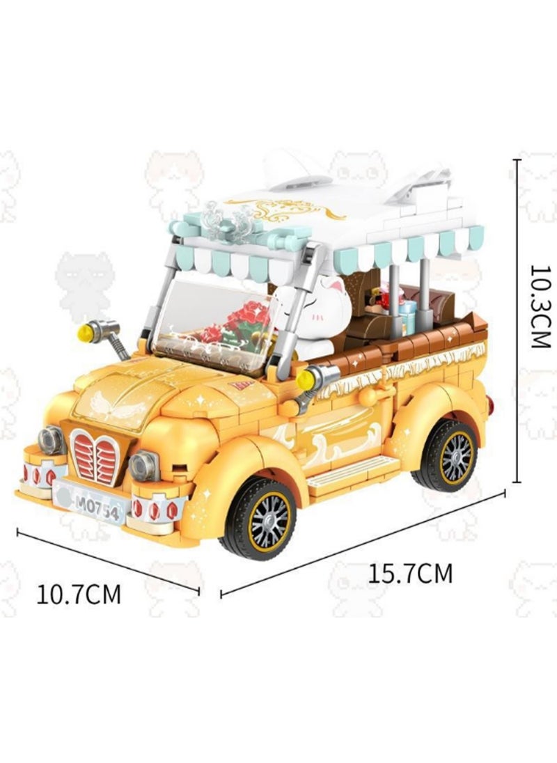Yellow Car Model Set Building Blocks Creative Diy Assembly Simulation Building Assembly Toys Children Adult Home Furnishings  - Image 3