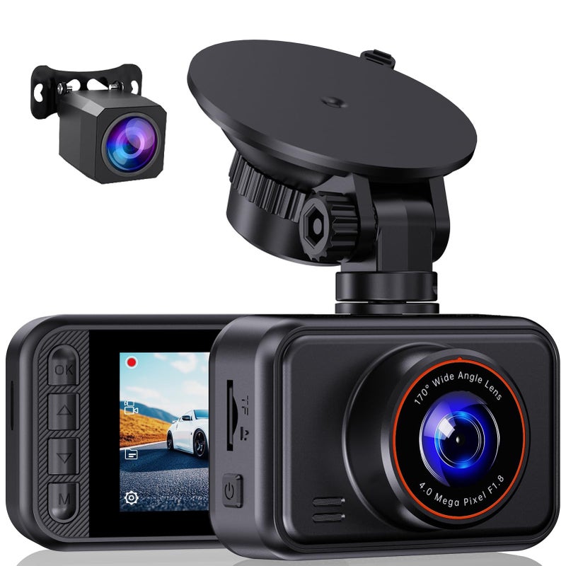E-YEEGER Dash Cam Front and Rear, 2.5K Dual Dash Camera for Cars, 2560P Mini Car Camera, 2 inch IPS Screen, WDR Night Vision, 24 Hours Parking Monitor, G-Sensor, Support 256 GB Max - Image 1