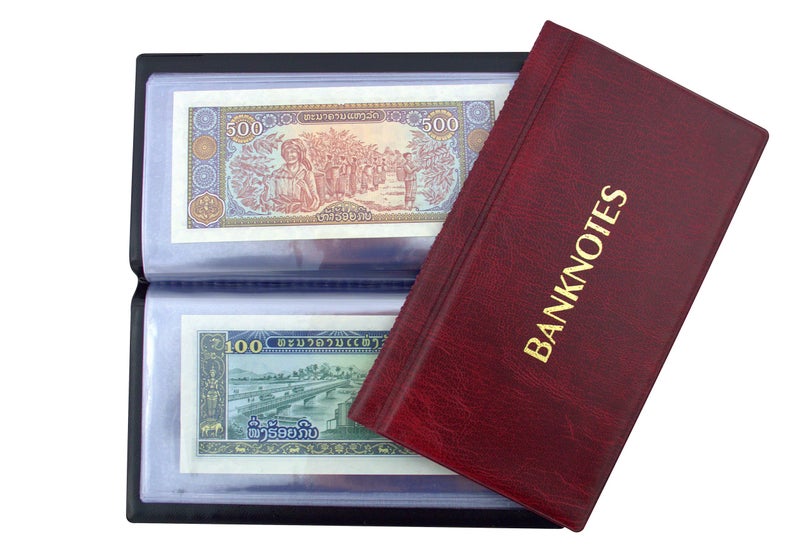 COLLECTOR ألبوم جامع للأوراق النقدية مع 20 صفحة 8x17 سم (أحمر) - Image 1