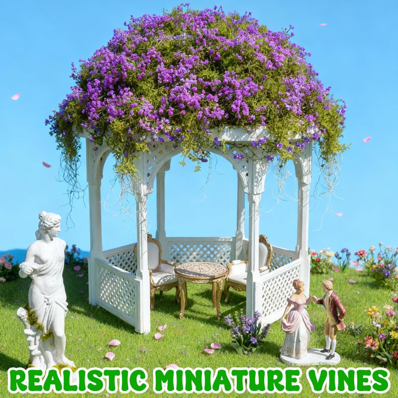 Warmtree Realistic Miniature Vines Simulation Vine Miniature Plants for DIY Mini Model Railway Fairy Garden Architecture Diorama Supplies Scenery Landscape Layout (Purple) - Image 3