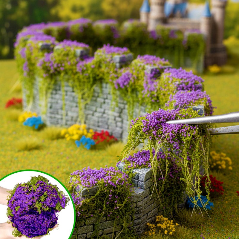 Warmtree Realistic Miniature Vines Simulation Vine Miniature Plants for DIY Mini Model Railway Fairy Garden Architecture Diorama Supplies Scenery Landscape Layout (Purple) - Image 2