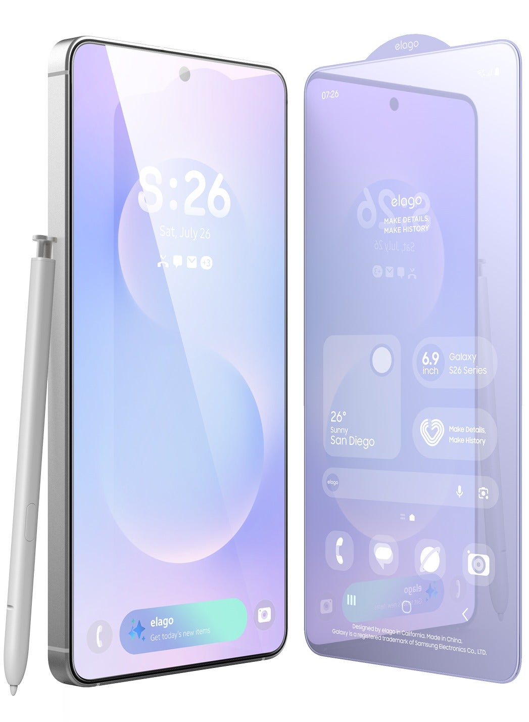 Elago Tempered Glass Designed for Samsung Galaxy S26 Ultra (2026) [Anti-Fingerprint] Screen Protector - [1 PACK]
