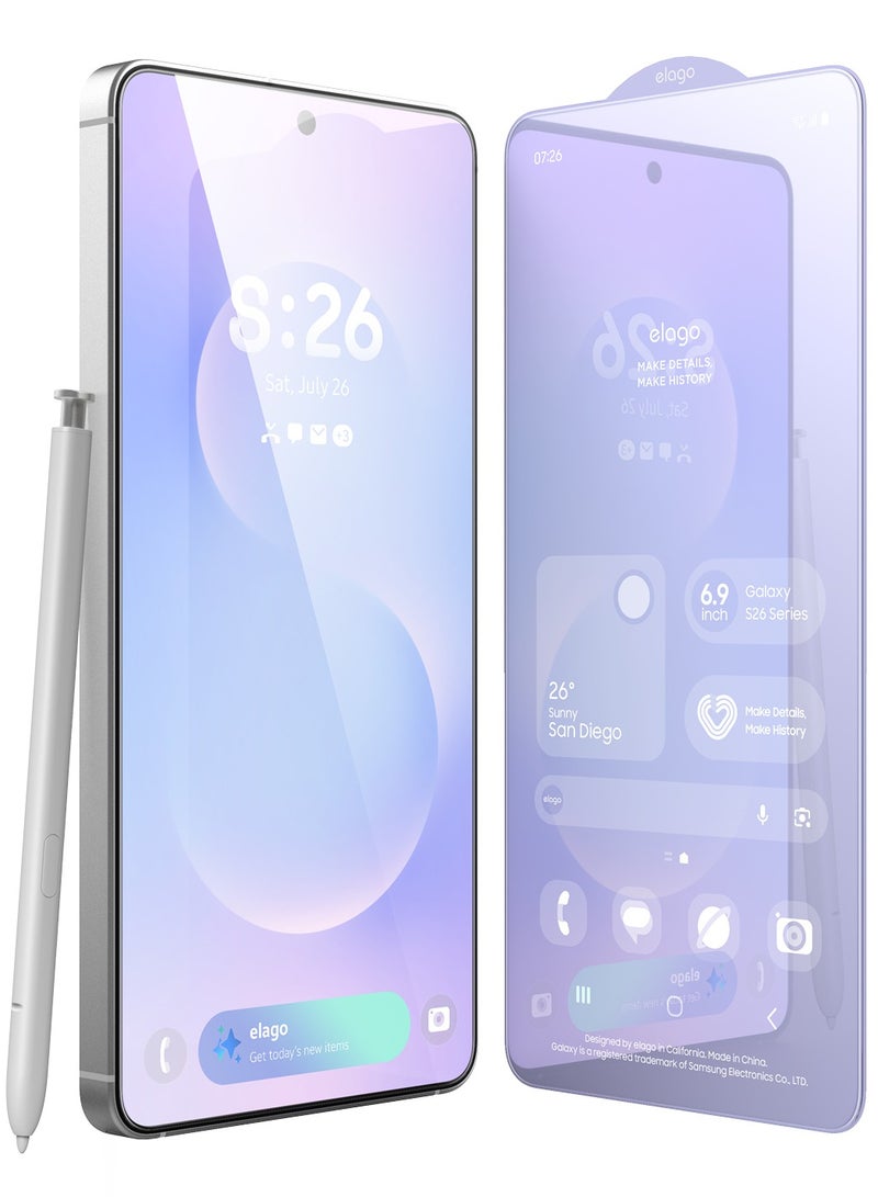 Elago Tempered Glass Designed for Samsung Galaxy S26 Ultra (2026) [Anti-Fingerprint] Screen Protector - [1 PACK] - Image 1