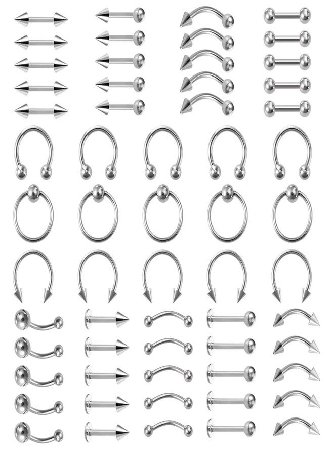 Juland 60 PCS Piercing Kit Body Piercing Surgical Steel Belly Button, Tongue, Eyebrow, Nipple, Lip, Nose Tapers Plugs Gauges Set - Image 1