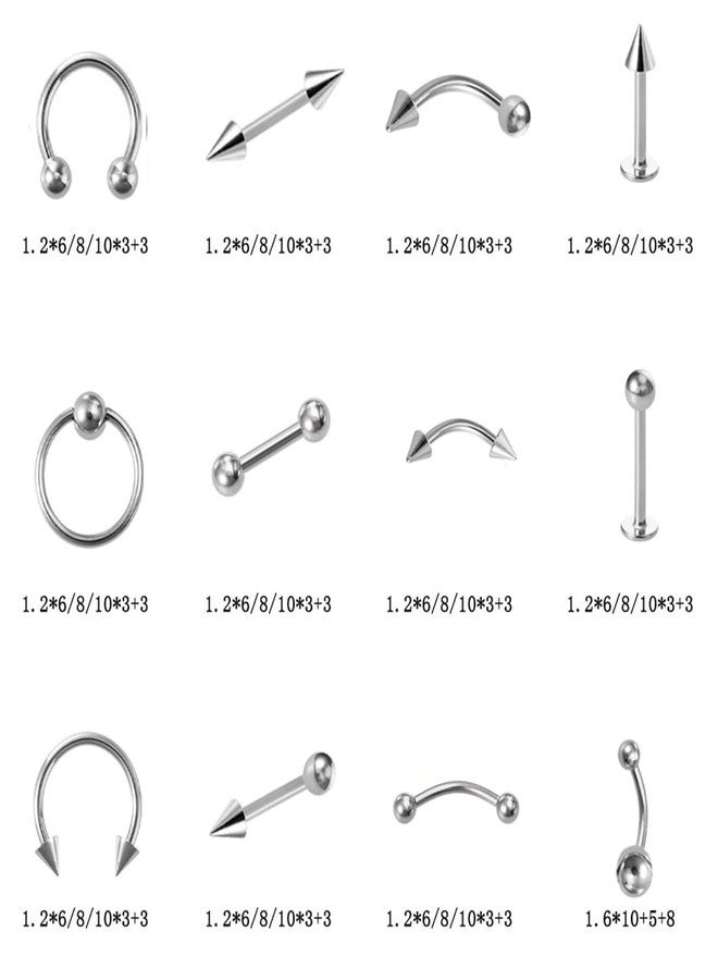 Juland 60 PCS Piercing Kit Body Piercing Surgical Steel Belly Button, Tongue, Eyebrow, Nipple, Lip, Nose Tapers Plugs Gauges Set - Image 2