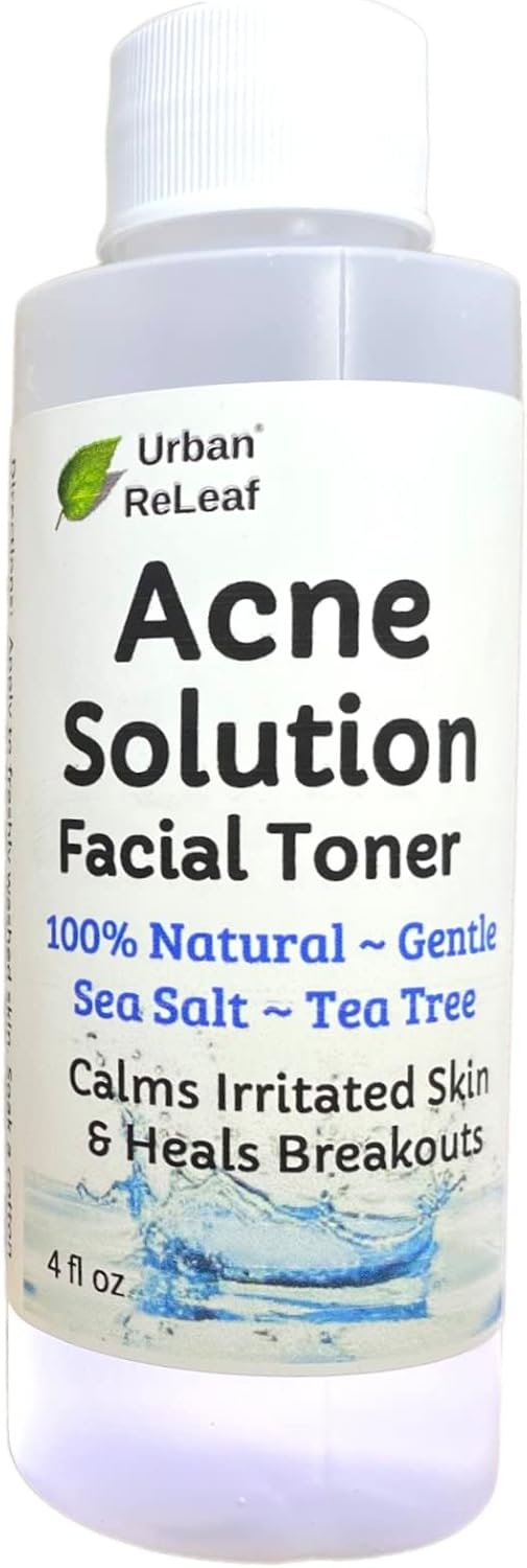 Urban ReLeaf Acne Solution Facial Toner Sea Salt  Tea Tree Soothe Skin Calm breakouts 4 oz Gentle Effective 100 Natural  Soothing Reduce The Appearance of pores