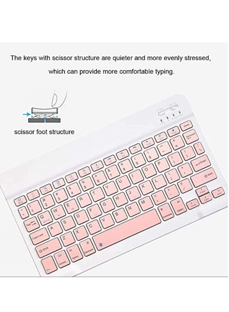 Gravity Rechargeable Bluetooth Keyboard and Mouse Combo Ultra-Slim Portable Compact Wireless Mouse Keyboard Set for Android Windows Tablet Cell Phone iPhone iPad Pro Air Mini, iPad OS/iOS 13 and Above (Pink) - Image 5