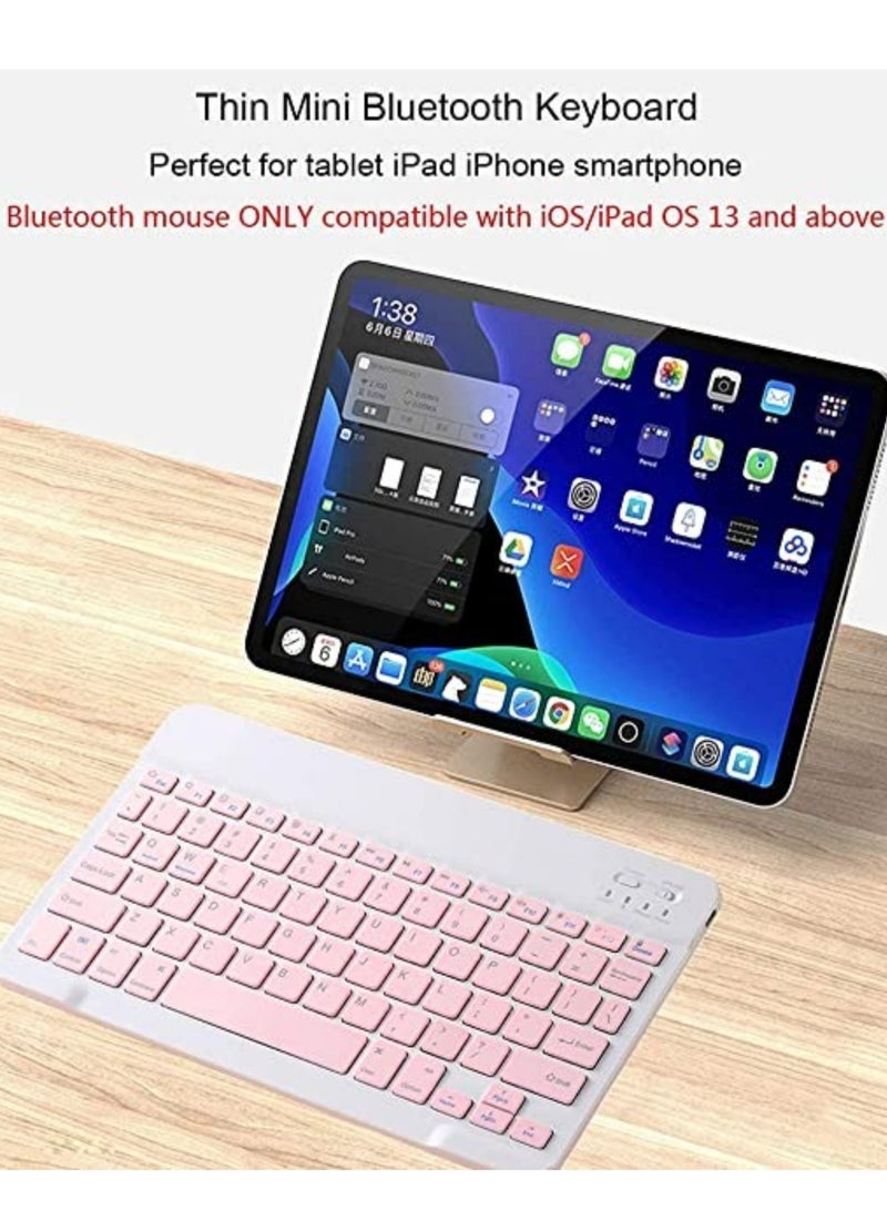 Gravity Rechargeable Bluetooth Keyboard and Mouse Combo Ultra-Slim Portable Compact Wireless Mouse Keyboard Set for Android Windows Tablet Cell Phone iPhone iPad Pro Air Mini, iPad OS/iOS 13 and Above (Pink) - Image 3