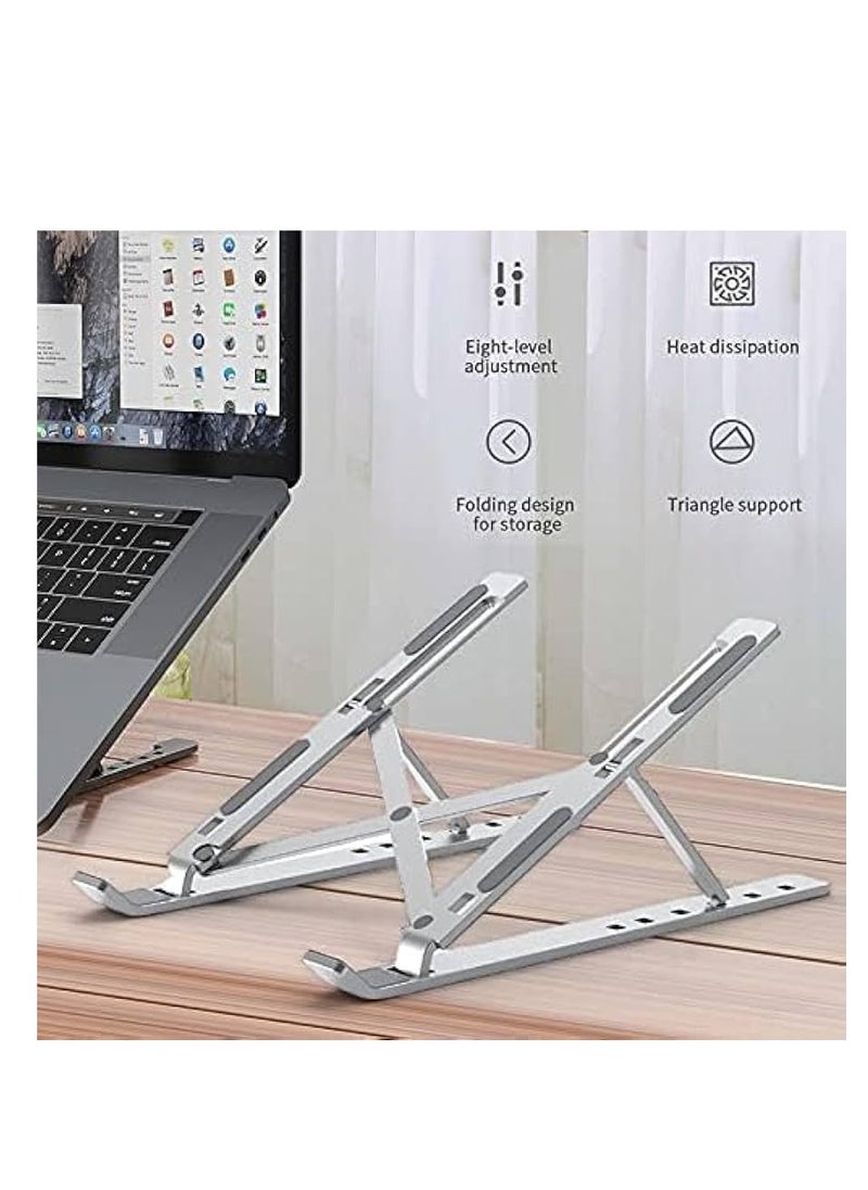 ماركة غير محددة حامل لاب توب من تاشز تصميم سهل الحمل بـ 6 مستويات قابلة للتعديل مع خاصية الرفع مصنوع الالومنيوم وفتحات تهوية للكمبيوتر وماك بوك برو اير ايباد ولينوفو وديل - 10-15.6 بوصة فضي تاس هرتز  - Image 3